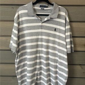 Ralph Lauren Gray and White Striped Polo Shirt